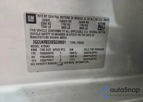 2014 Chevrolet Silverado K1500 Lt from USA, damaged, VIN 3GCUKREC6EG238991